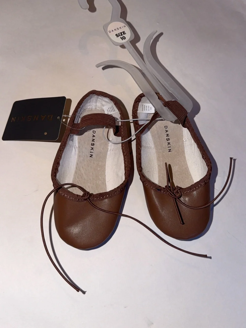 Danskin Now Brown Girls' Ballet Flats with Bow Accent